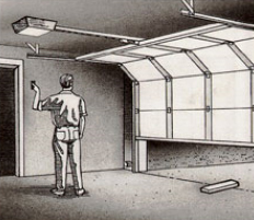 Man opening a garage door
