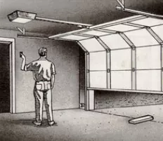 Man opening a garage door